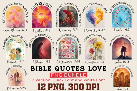 Bible Quotes Love PNG Bundle