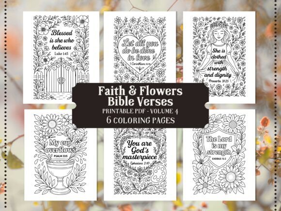 Faith & Flowers Bible Verse Coloring V4
