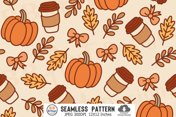 Fall Pattern Seamless Coffee Pumpkin JPG
