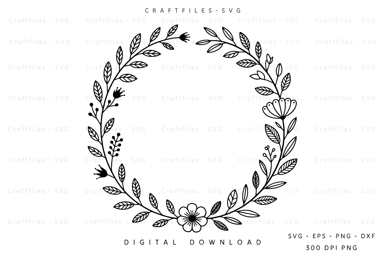 Floral Wreath SVG, Circle Floral Frame