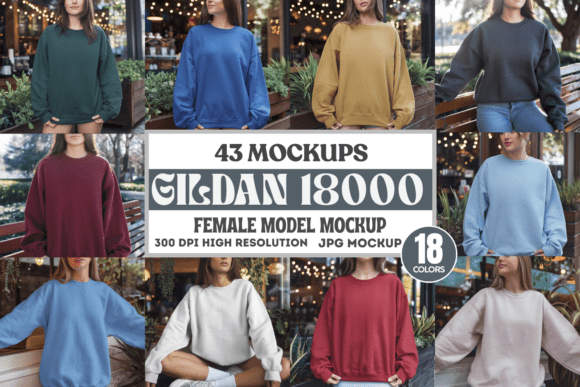 Gildan 18000 Sweatshirt Mockup Bundle