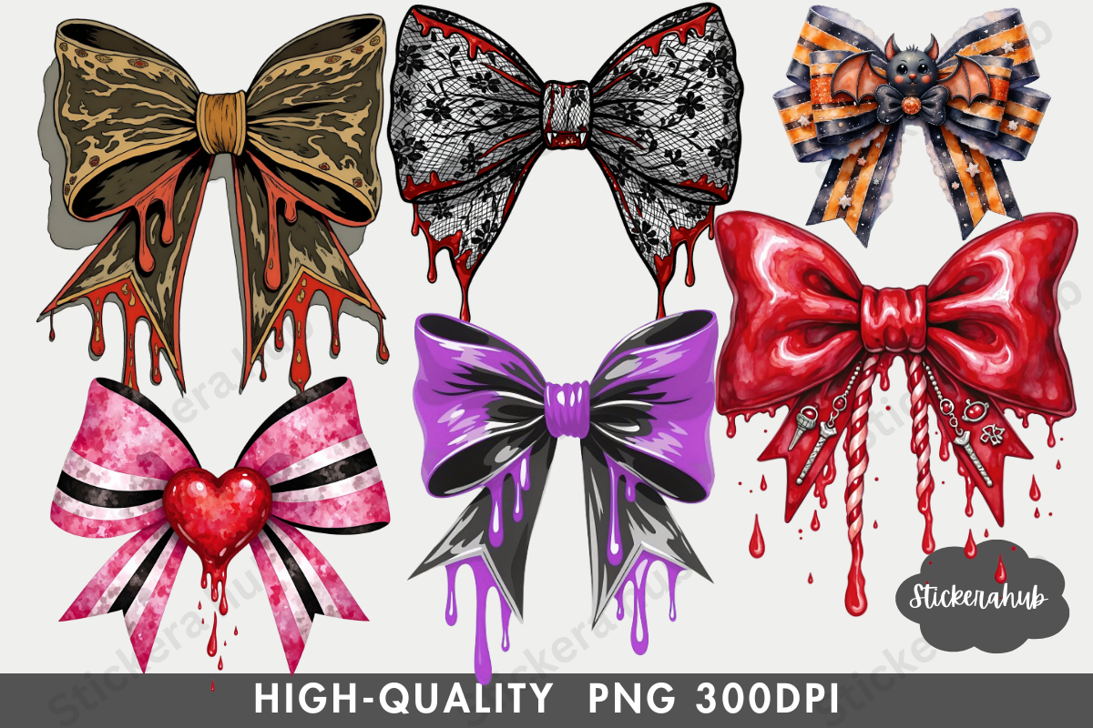 Retro Vintage Halloween Coquette Bow Png Graphic by stickerahub ...