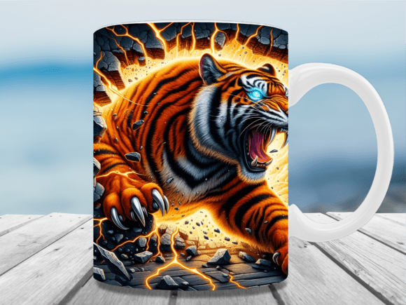 3d Furious Tiger Power Roar Mug Wrap Graphics