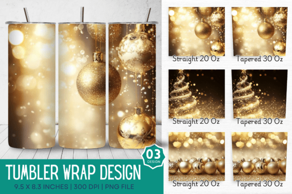 3D Gold Christmas Sublimation Tumbler