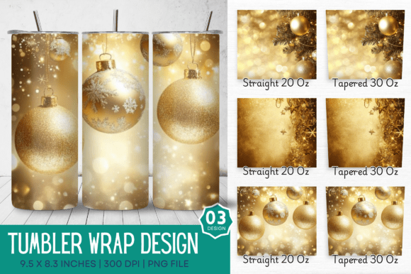 3D Gold Christmas Sublimation Tumbler