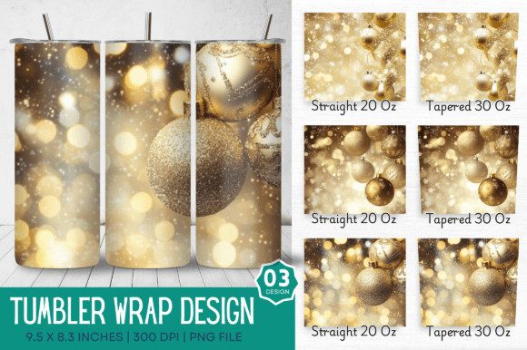 3D Gold Christmas Sublimation Tumbler