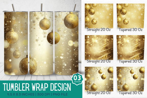 3D Gold Christmas Sublimation Tumbler