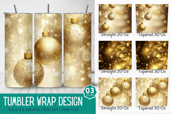 3D Gold Christmas Sublimation Tumbler