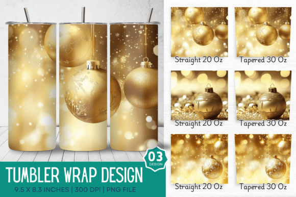 3D Gold Christmas Sublimation Tumbler