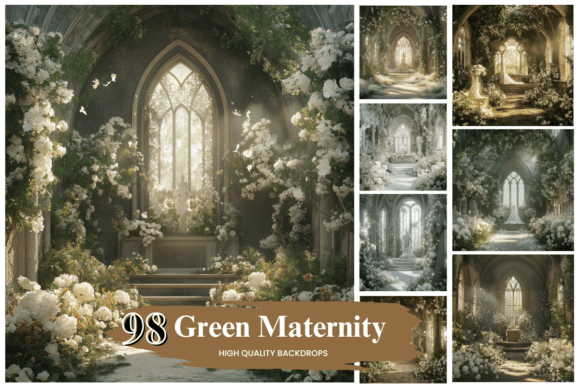 Preview of 50+ Green Maternity Digital Backdrops digital backdrop
