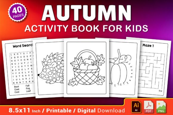 Autumn Activity Book for Kids Ages 4-8