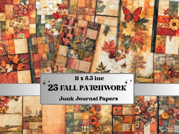 Autumn Patchwork Mixed Media Paper