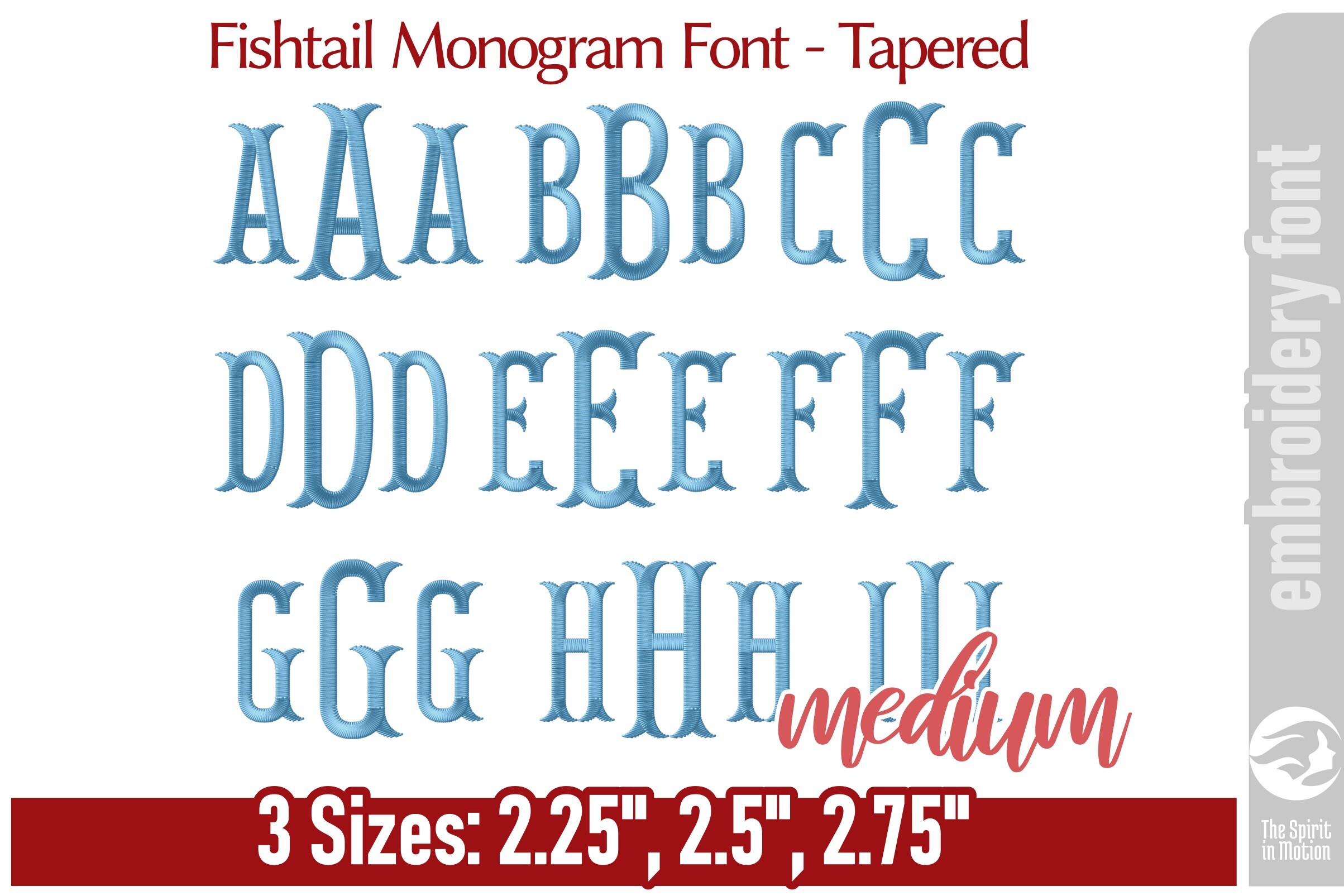 Fishtail Monogram Font - Tapered / M