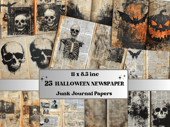 Halloween Newspaper Mixed Media Papers