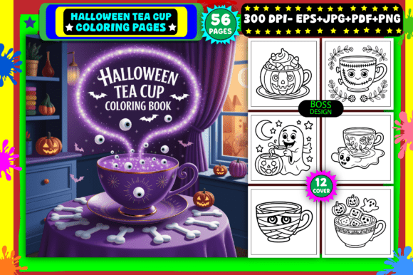 Halloween Tea Cup Coloring Pages