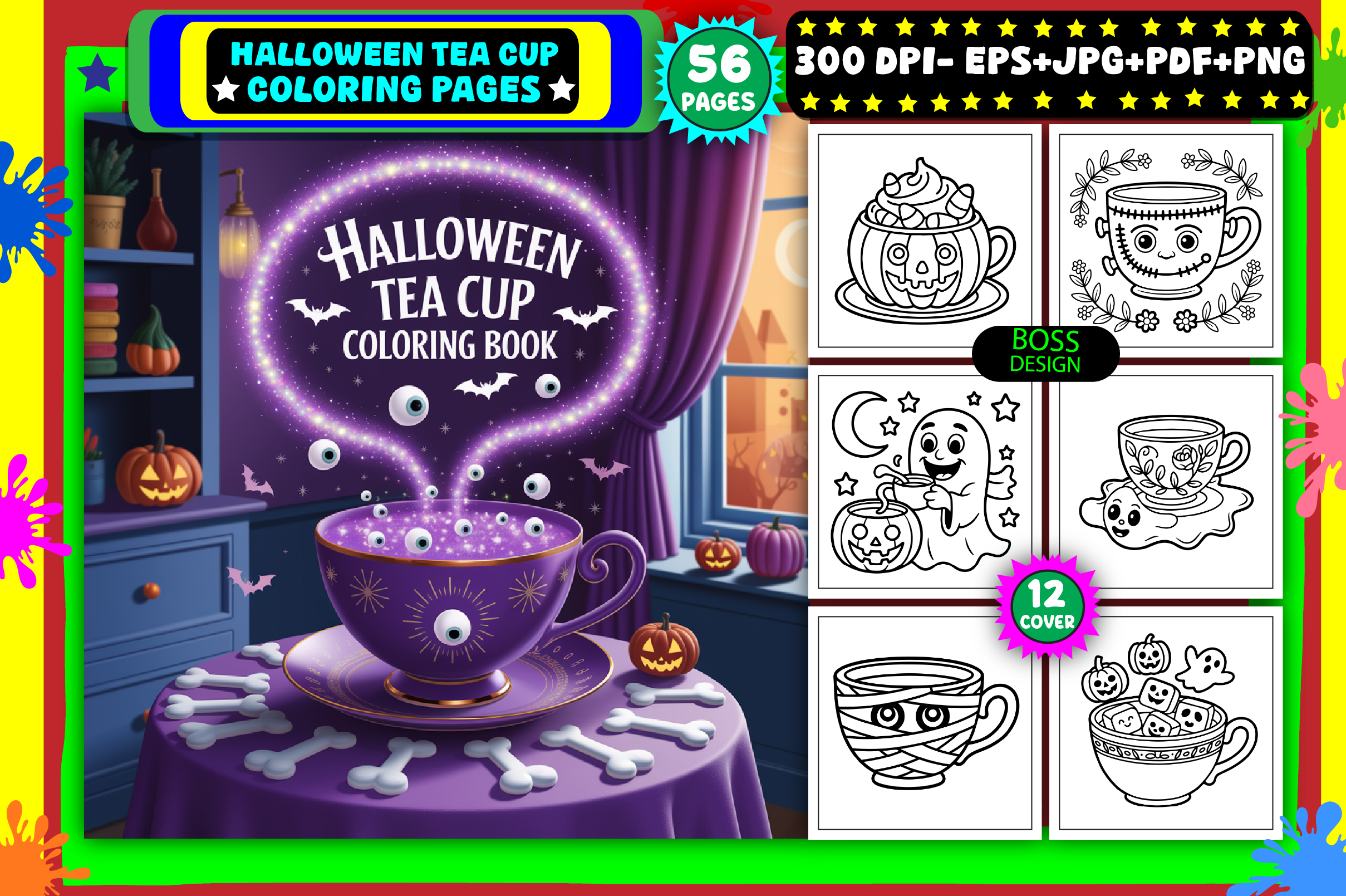 Halloween Tea Cup Coloring Pages