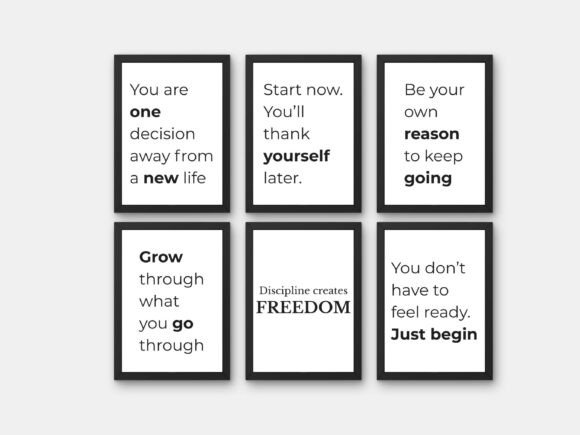 Motivational Quote 6 Poster Set Wall Art