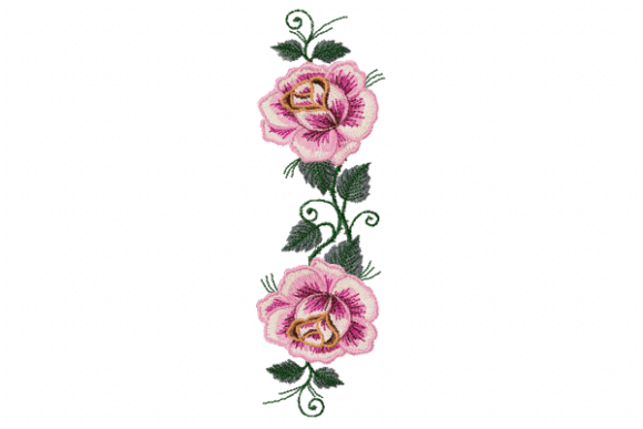 Pink Rose Border Embroidery Design