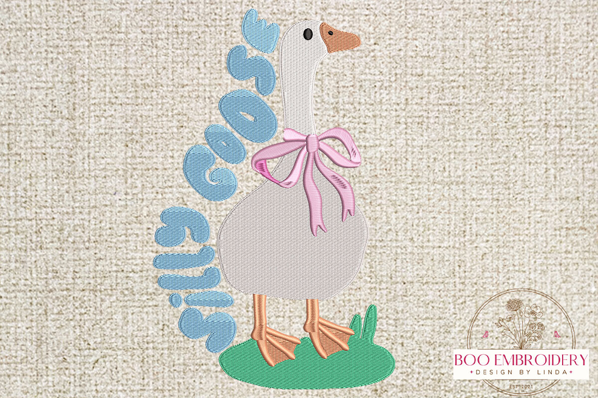 Silly Goose Embroidery Design, Cute Goose