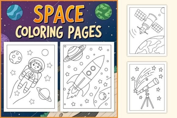 Space Coloring Page for Kids