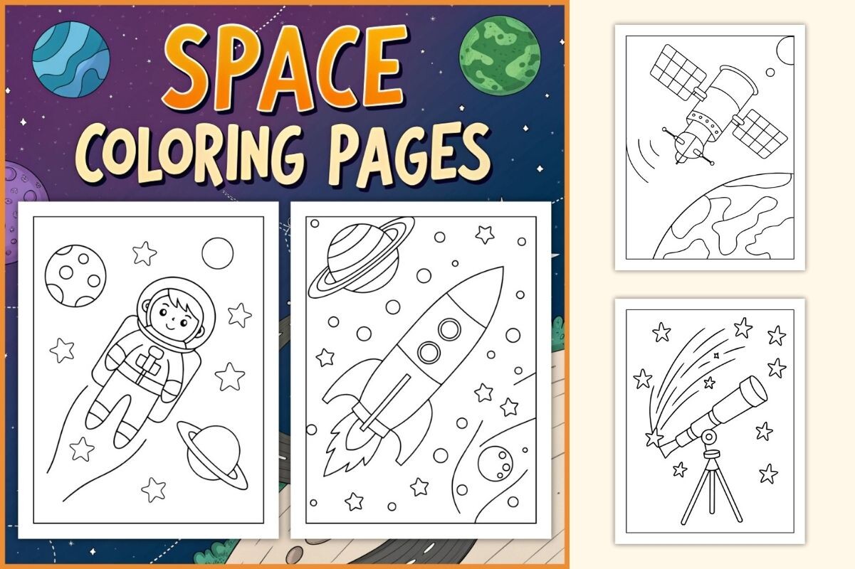 Space Coloring Page for Kids