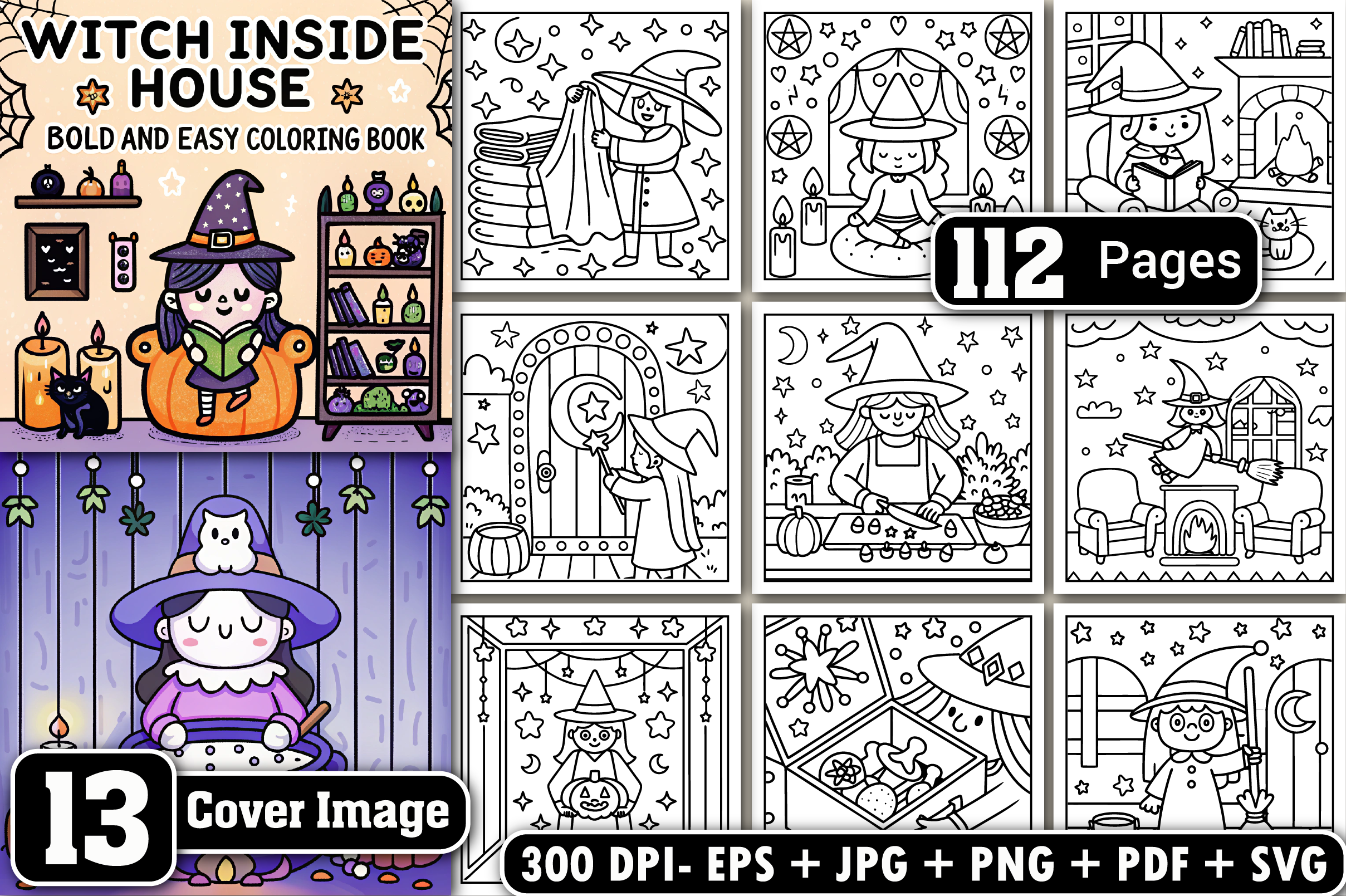Witch Inside House Halloween Color Pages