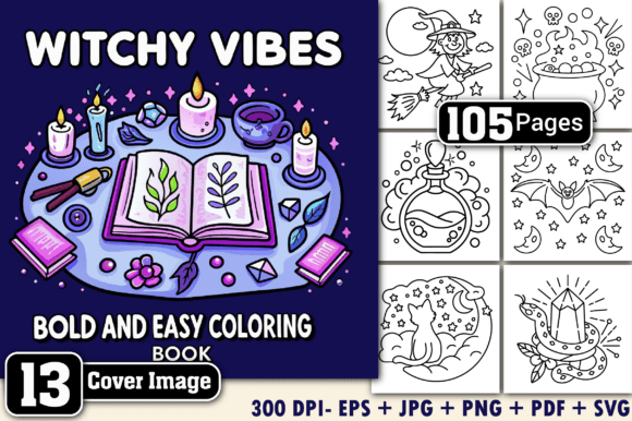 Witchy Vibes Halloween Coloring Pages