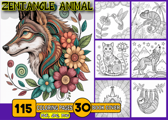 Preview of Zentangle Animal Coloring Pages Adults adult coloring pages