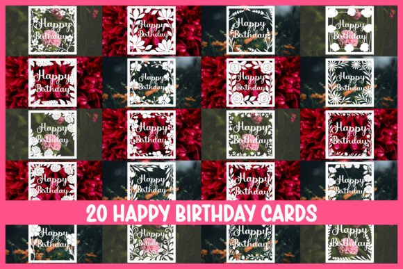 20 Happy Birthday Greeting Card SVG