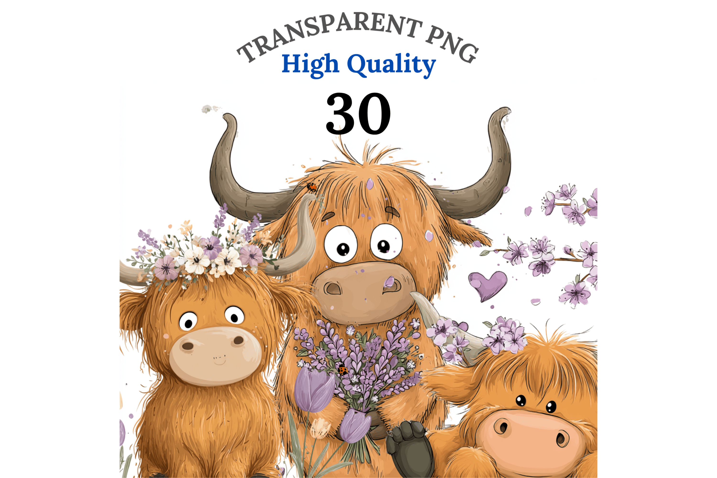30 Floral Highland Cow Clipart Graphic by patipaintsco · Creative Fabrica