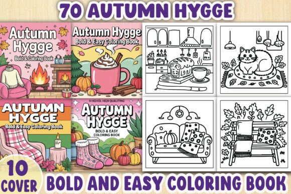 Autumn Hygge Bold and Easy Coloring Book