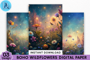 Boho Wildflowers Digital Paper Graphic by Digital_Art12 · Creative Fabrica