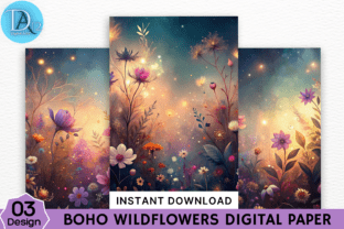 Boho Wildflowers Digital Paper Graphic by Digital_Art12 · Creative Fabrica