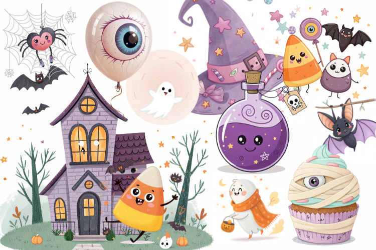 Cute Halloween Clipart Bundle Graphic by AlishaSDBoutique · Creative ...