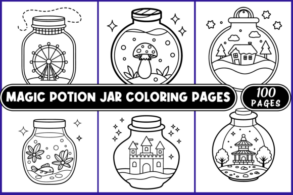 Cute Magic Potion Jar Coloring Book