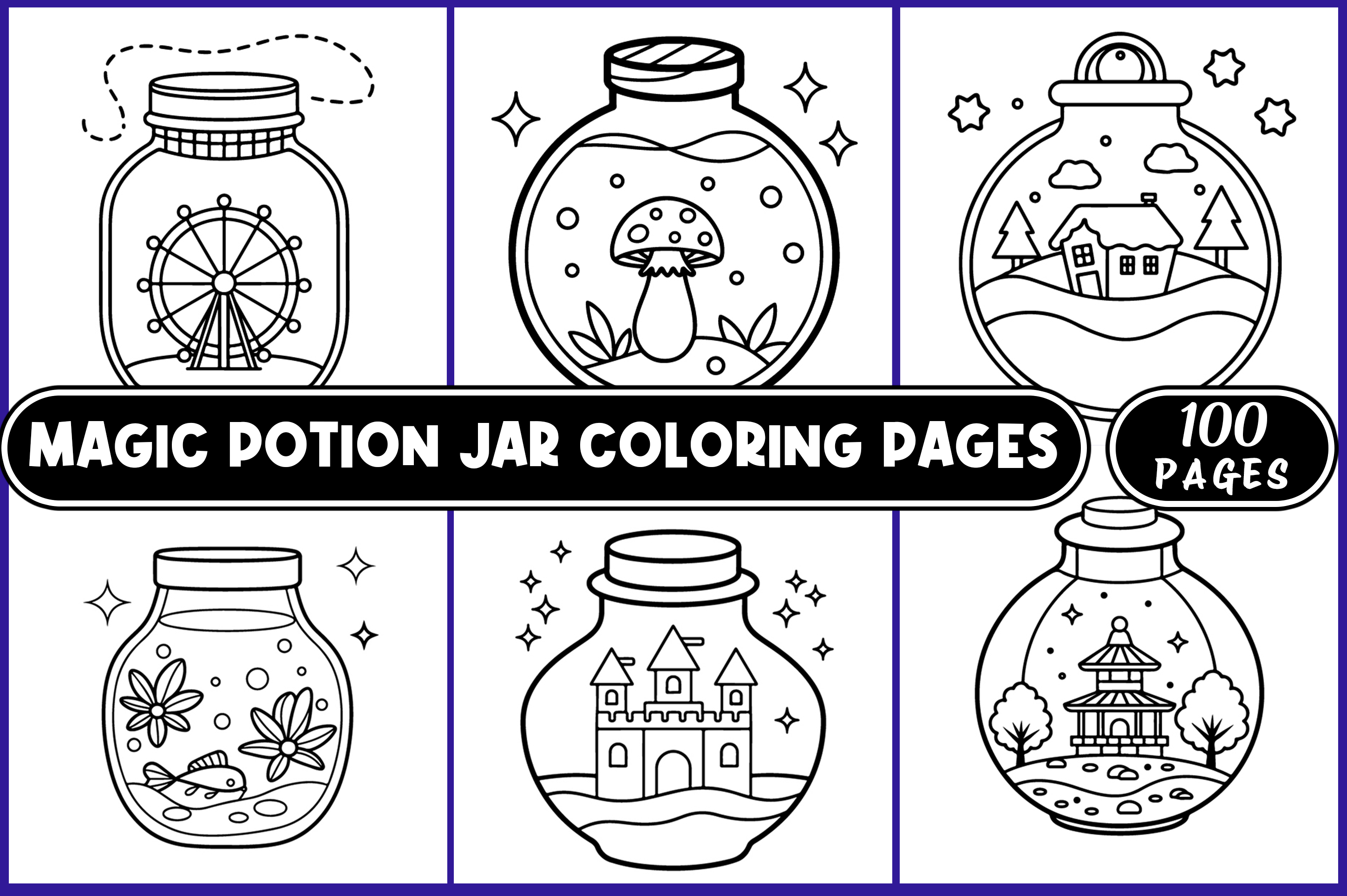 Cute Magic Potion Jar Coloring Book