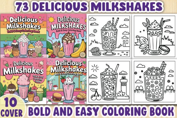 Delicious Milkshakes Coloring Book Pages