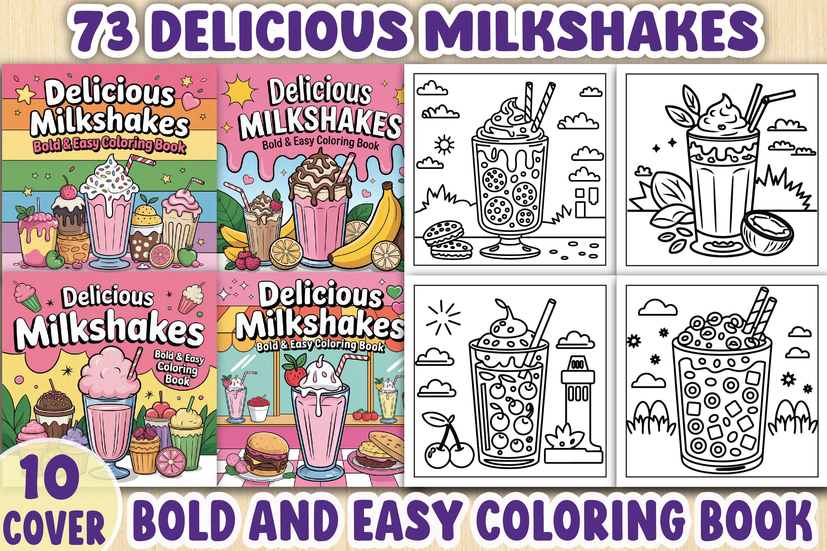 Delicious Milkshakes Coloring Book Pages
