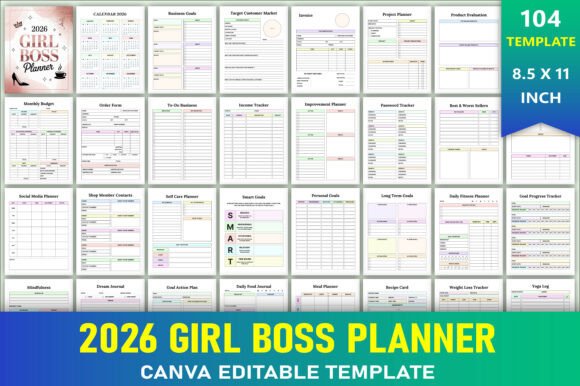 Editable 2026 Girl Boss Planner