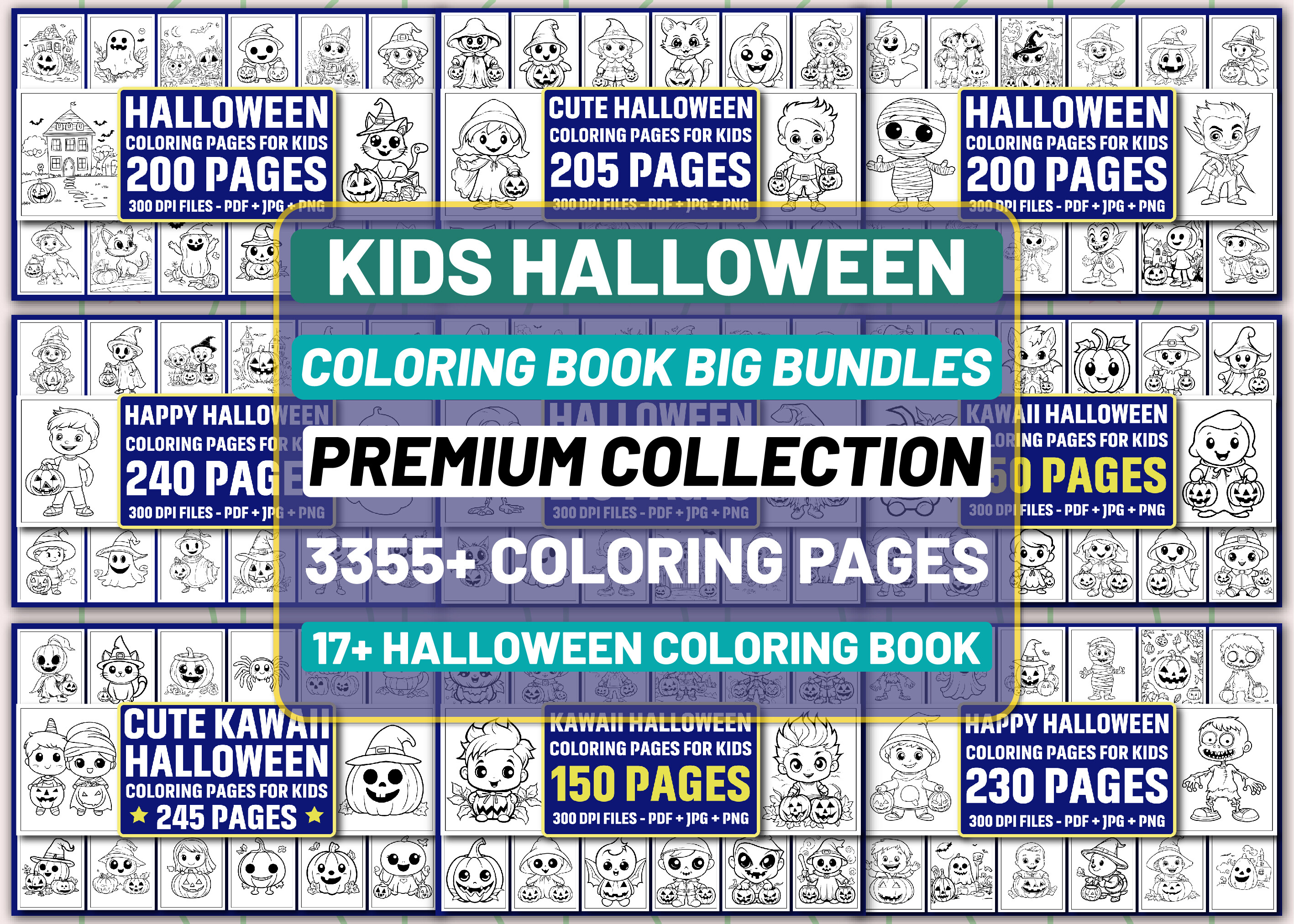 Kids Halloween Coloring Page Mega Bundle