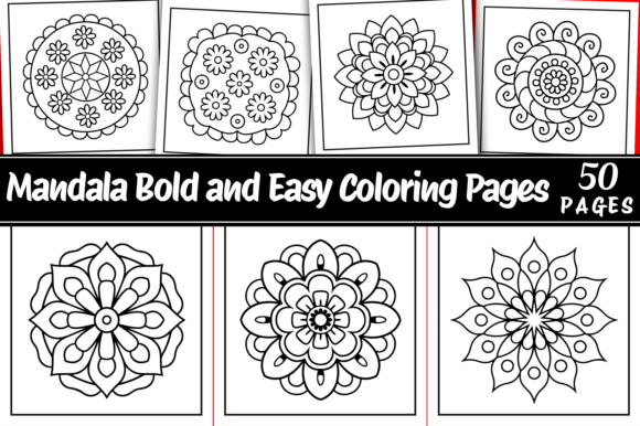 Preview of Mandala: 50 Bold and Easy Coloring Pages coloring pages for adults