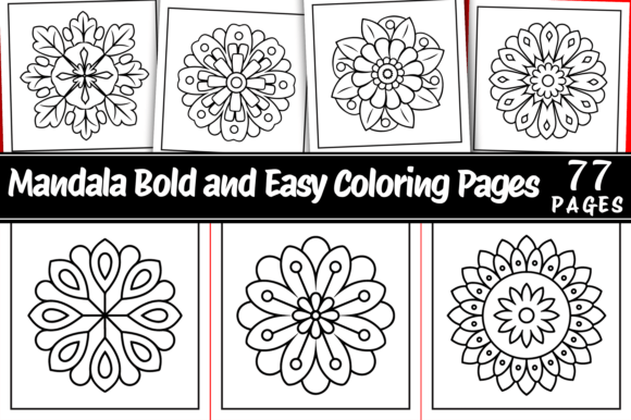 Preview of Mandala: 77 Bold and Easy Coloring Pages coloring pages for adults