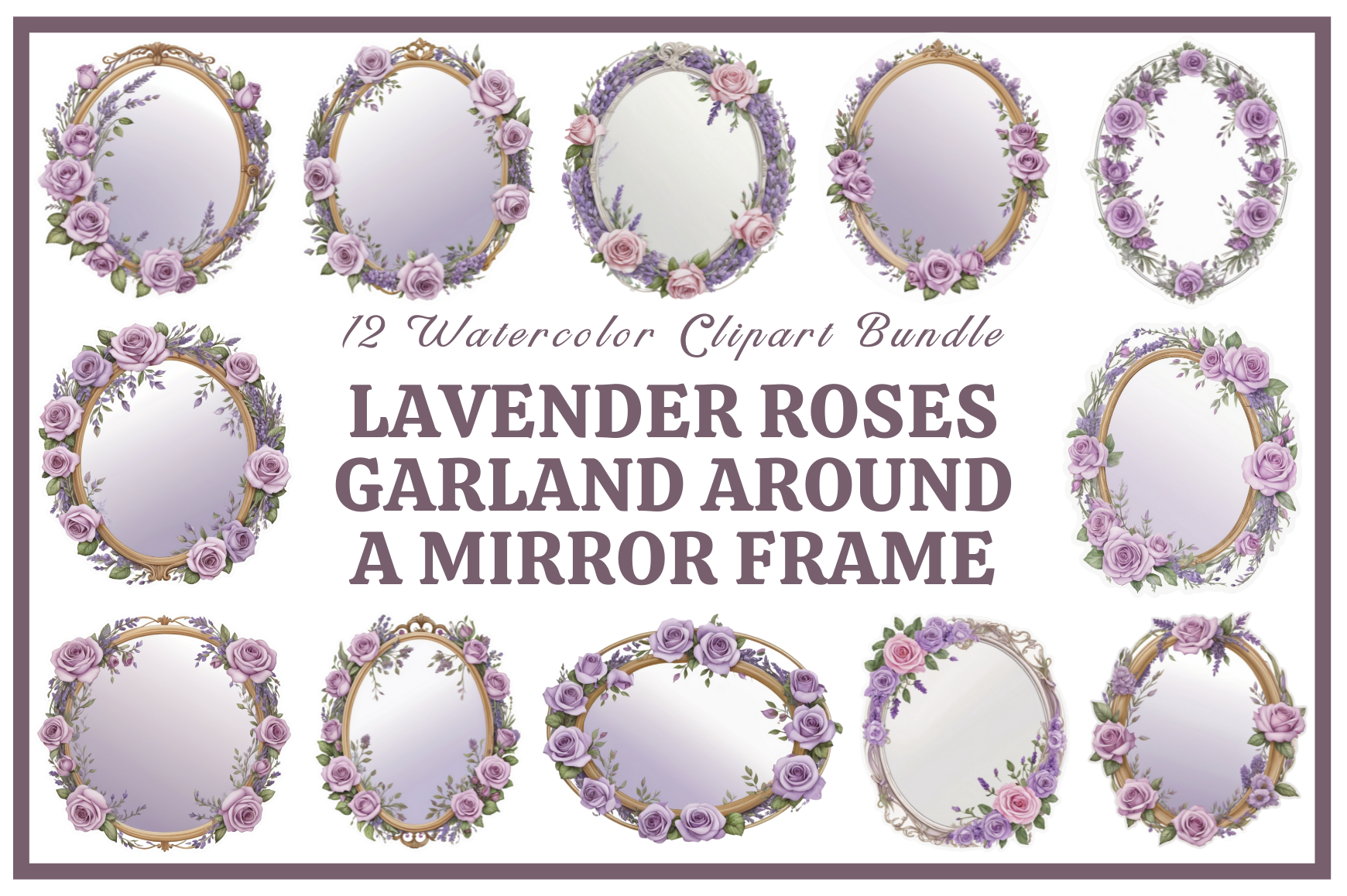 Mirror with Lavender Roses Garland Pack
