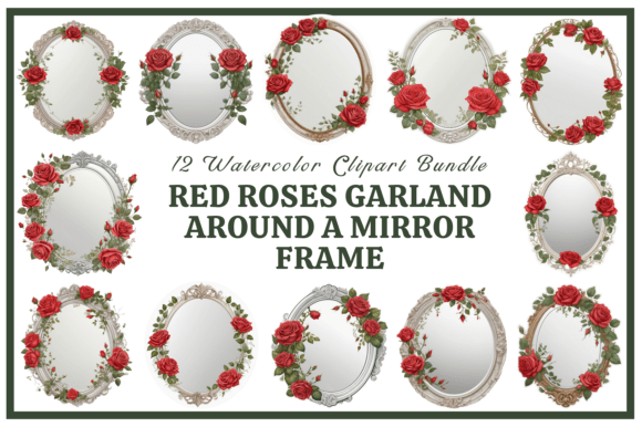 Red Roses Garland Around a Mirror Bundle