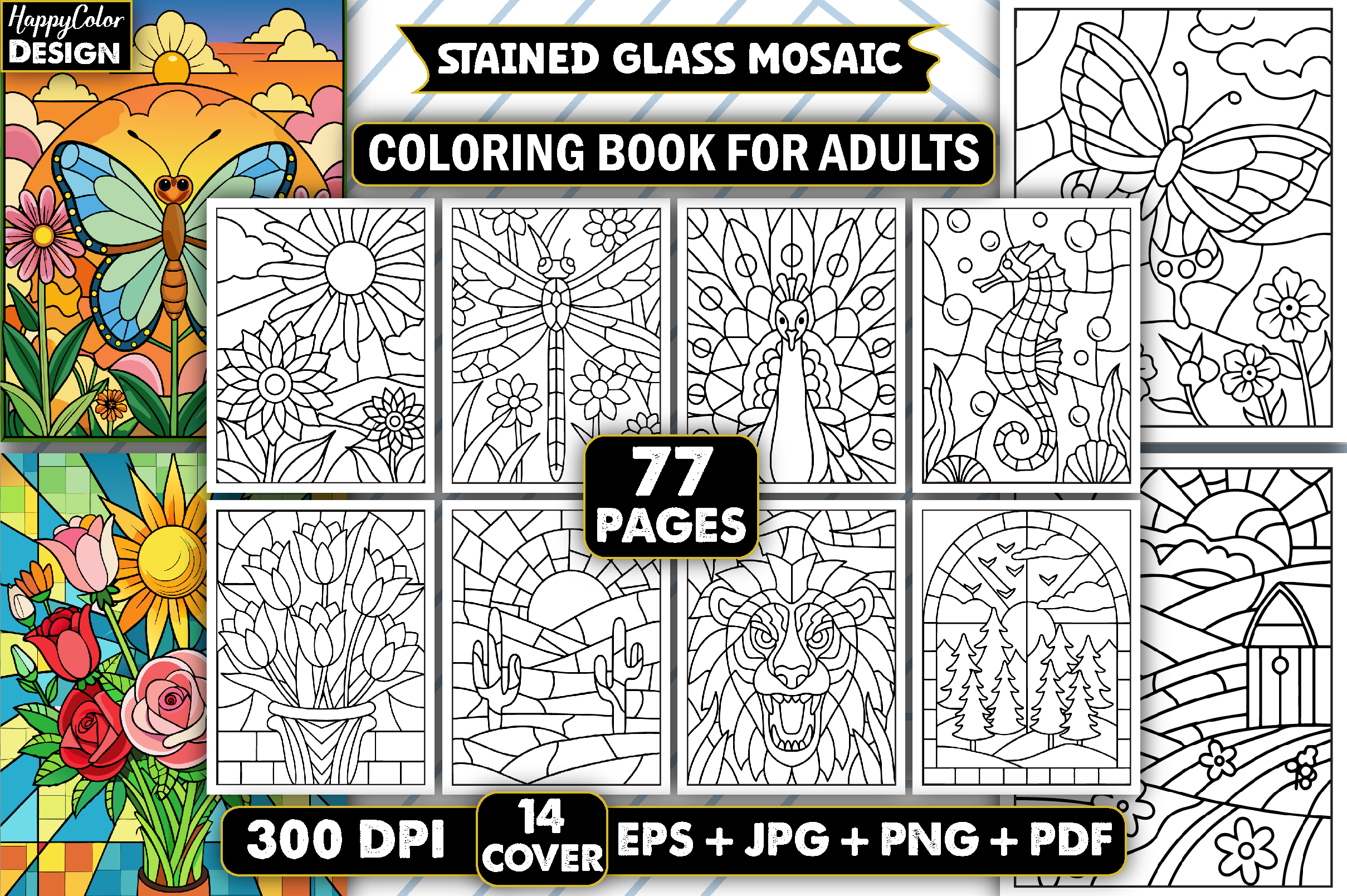 Stained Glass Mosaic Coloring Pages