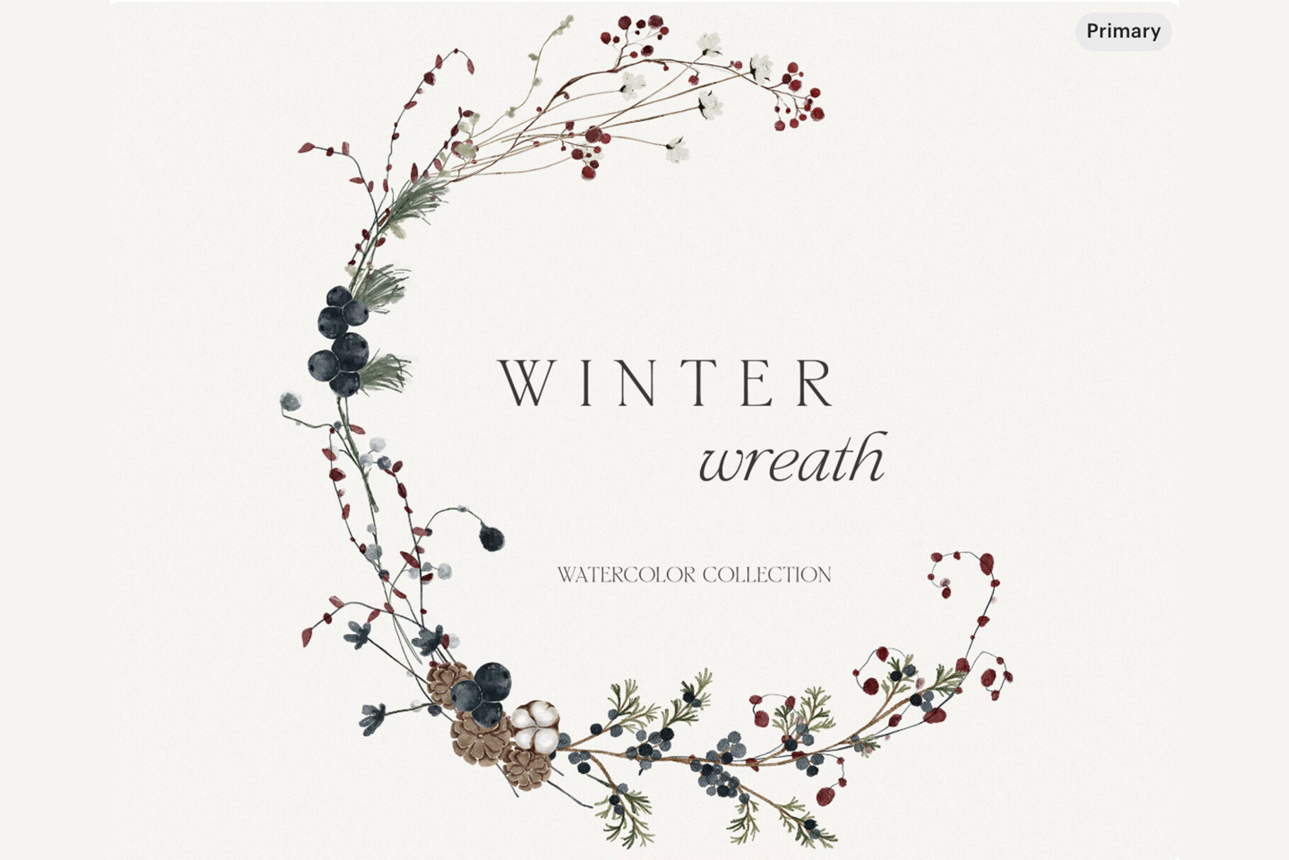 Watercolor Christmas Wreath Clipart