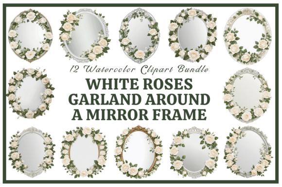 White Roses Garland Around a Mirror Pack