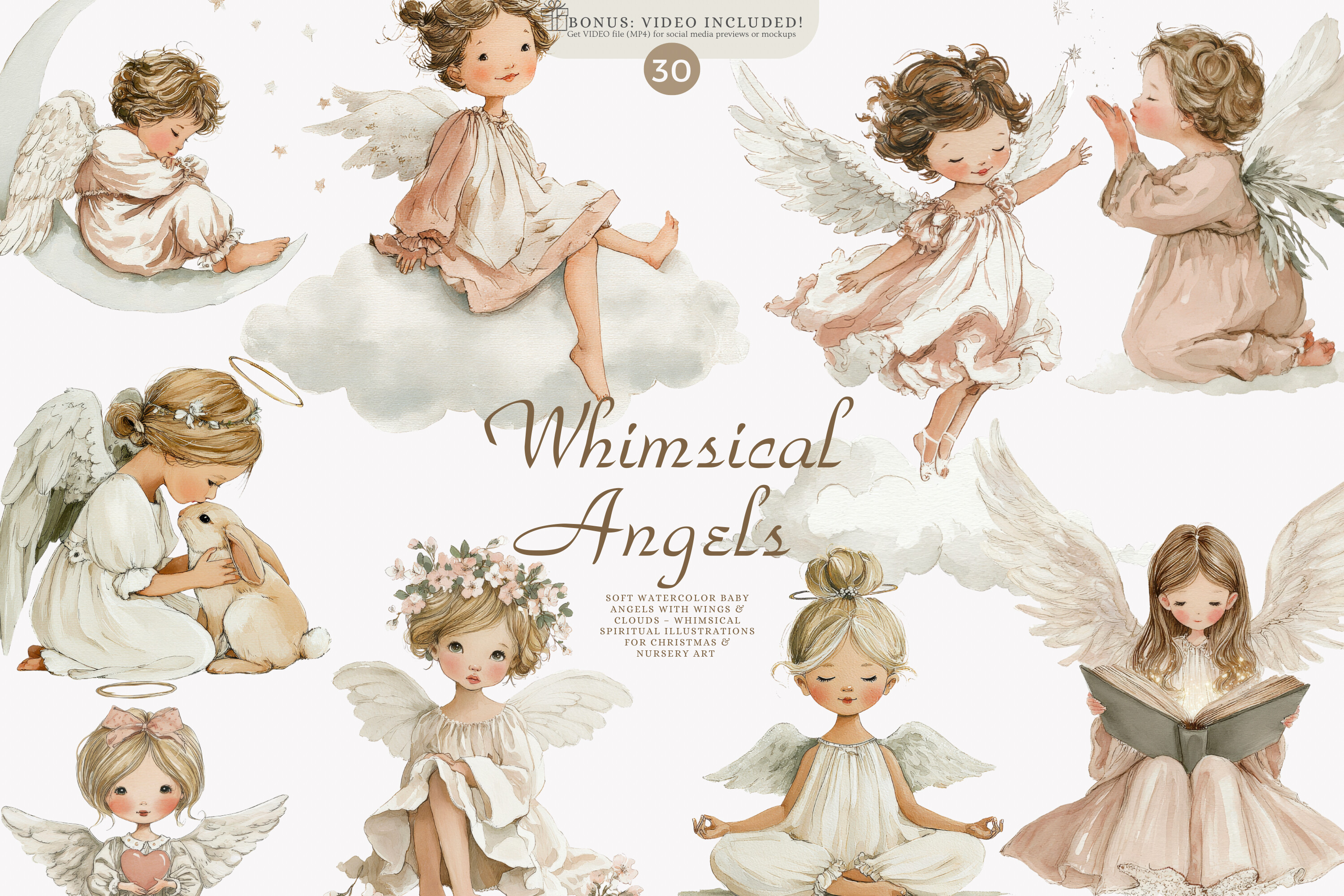Angel Clipart Baby Angel Clipart Set - photo 1