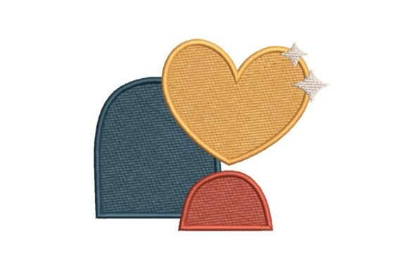 Abstract Love Heart with Geometric Shapes Embroidery Design
