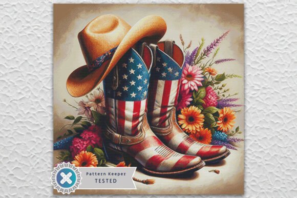 American Boots Cross Stitch Pattern PDF